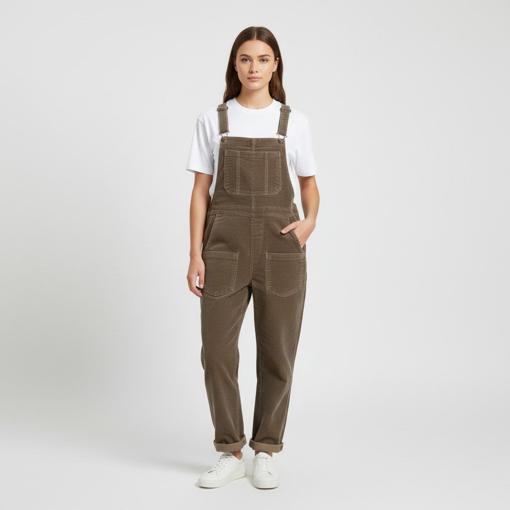 Women's Loose Fit Corduroy Overalls-Vyana Collective