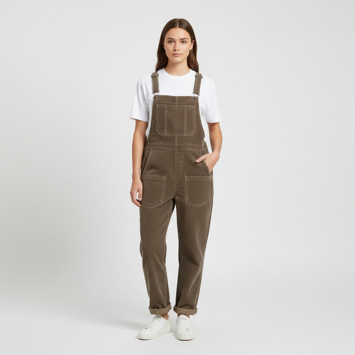 Women's Loose Fit Corduroy Overalls-Vyana Collective