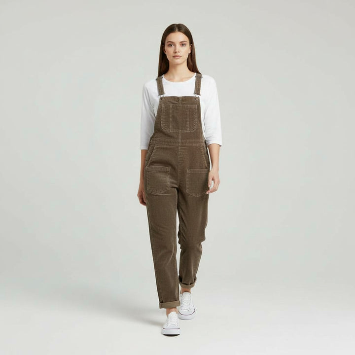 Women's Loose Fit Corduroy Overalls-Vyana Collective