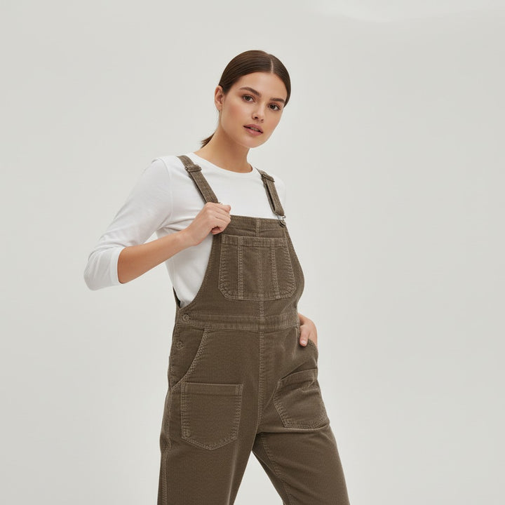 Women's Loose Fit Corduroy Overalls-Vyana Collective