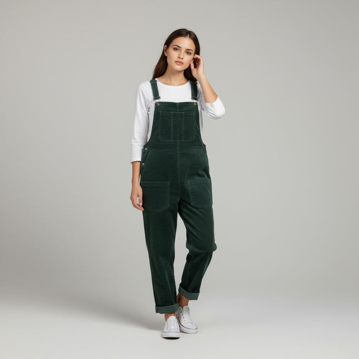Women's Loose Fit Corduroy Overalls-Vyana Collective