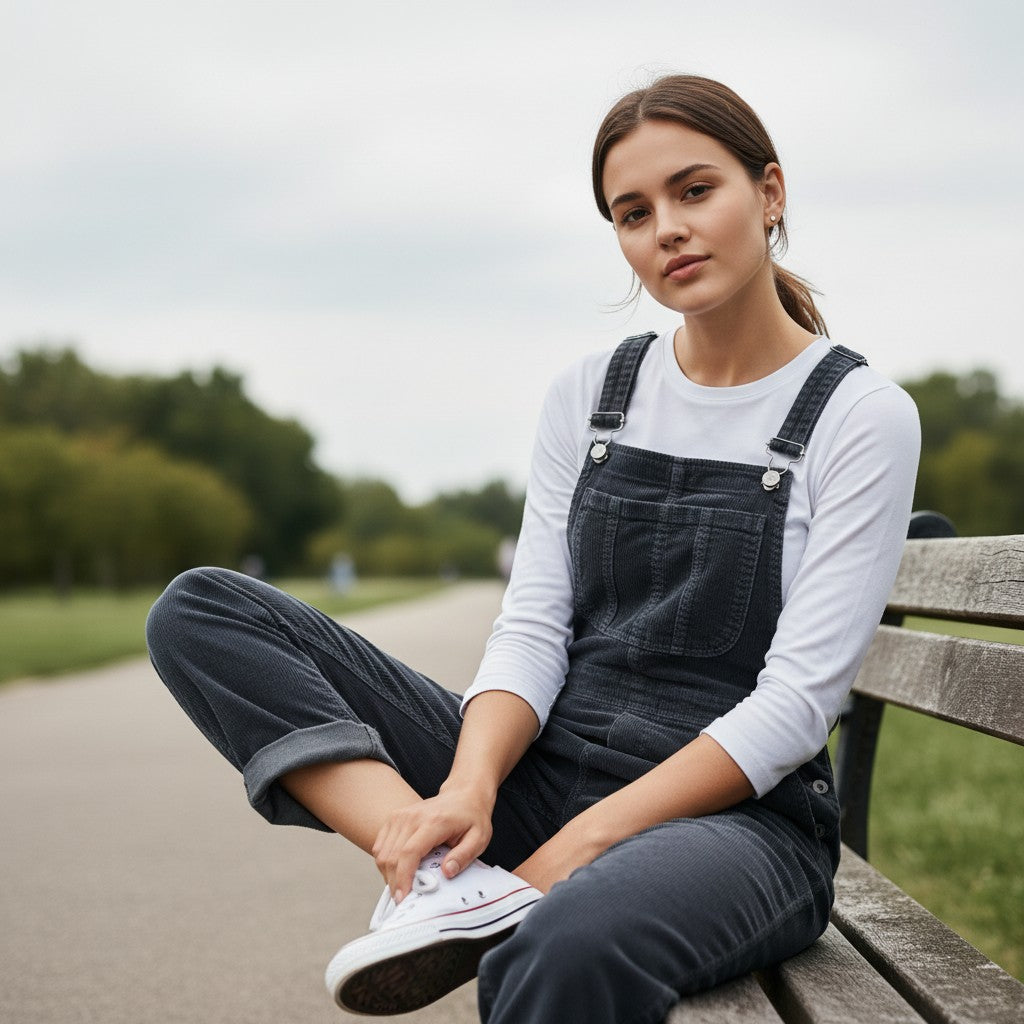 Women's Loose Fit Corduroy Overalls-Vyana Collective