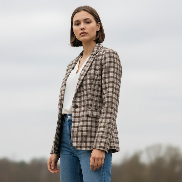 Women’s Plaid Office Blazer-Vyana Collective