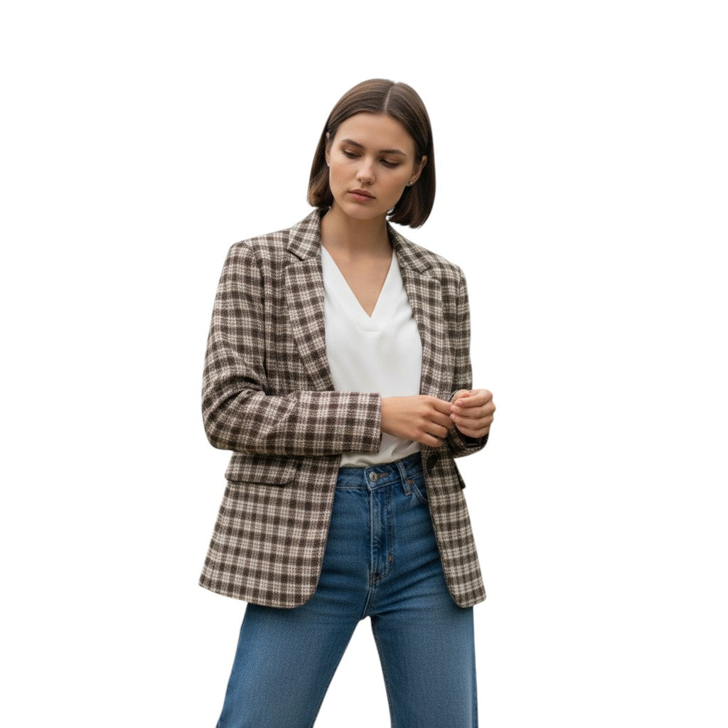 Women’s Plaid Office Blazer-Vyana Collective