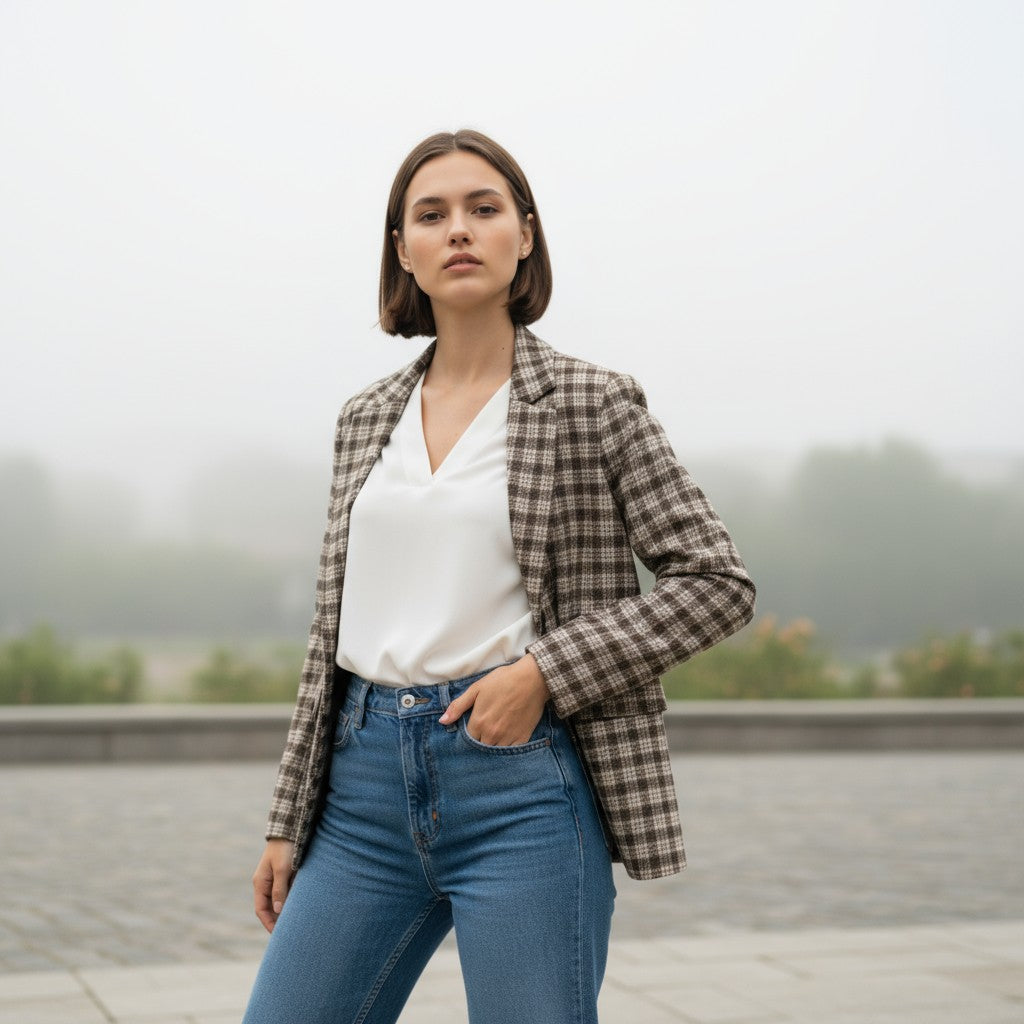 Women’s Plaid Office Blazer-Vyana Collective