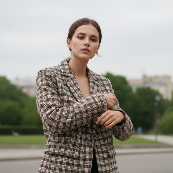 Women’s Plaid Office Blazer-Vyana Collective