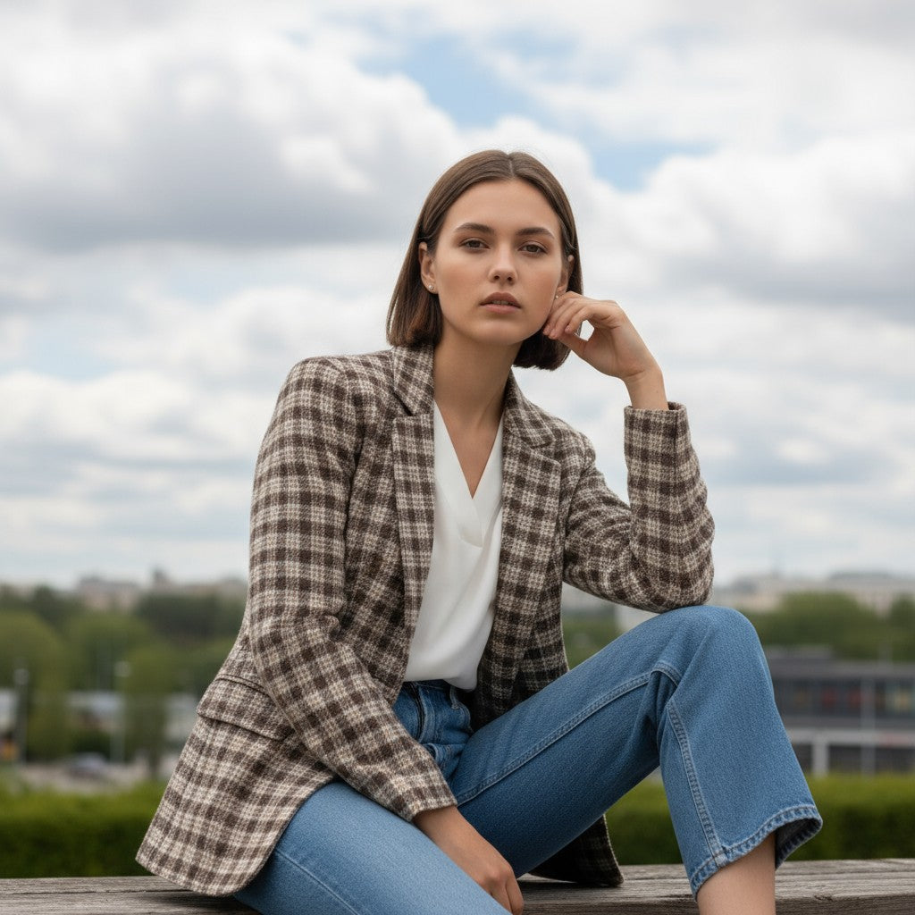 Women’s Plaid Office Blazer-Vyana Collective