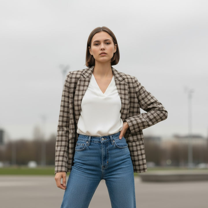 Women’s Plaid Office Blazer-Vyana Collective