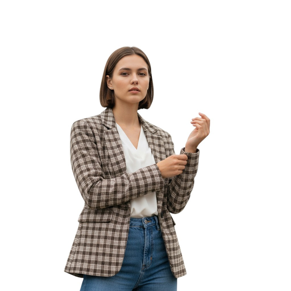 Women’s Plaid Office Blazer-Vyana Collective