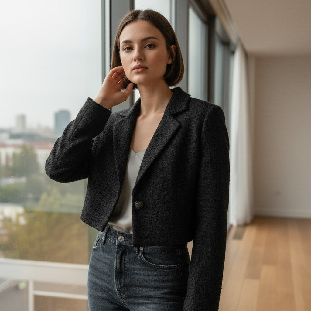 Women’s Solid Color Crop Blazer-Vyana Collective