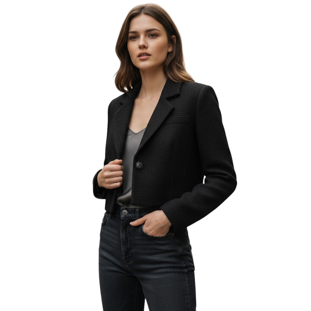Women’s Solid Color Crop Blazer-Vyana Collective