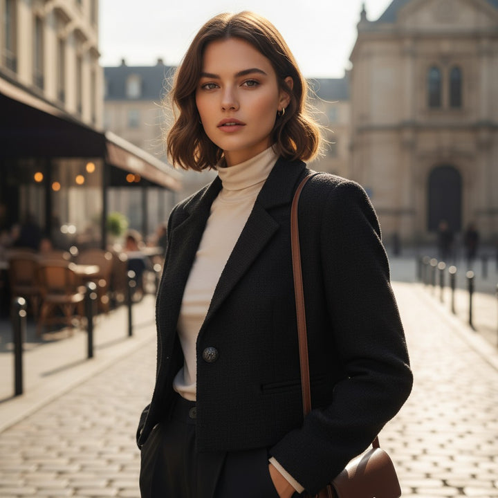 Women’s Solid Color Crop Blazer-Vyana Collective