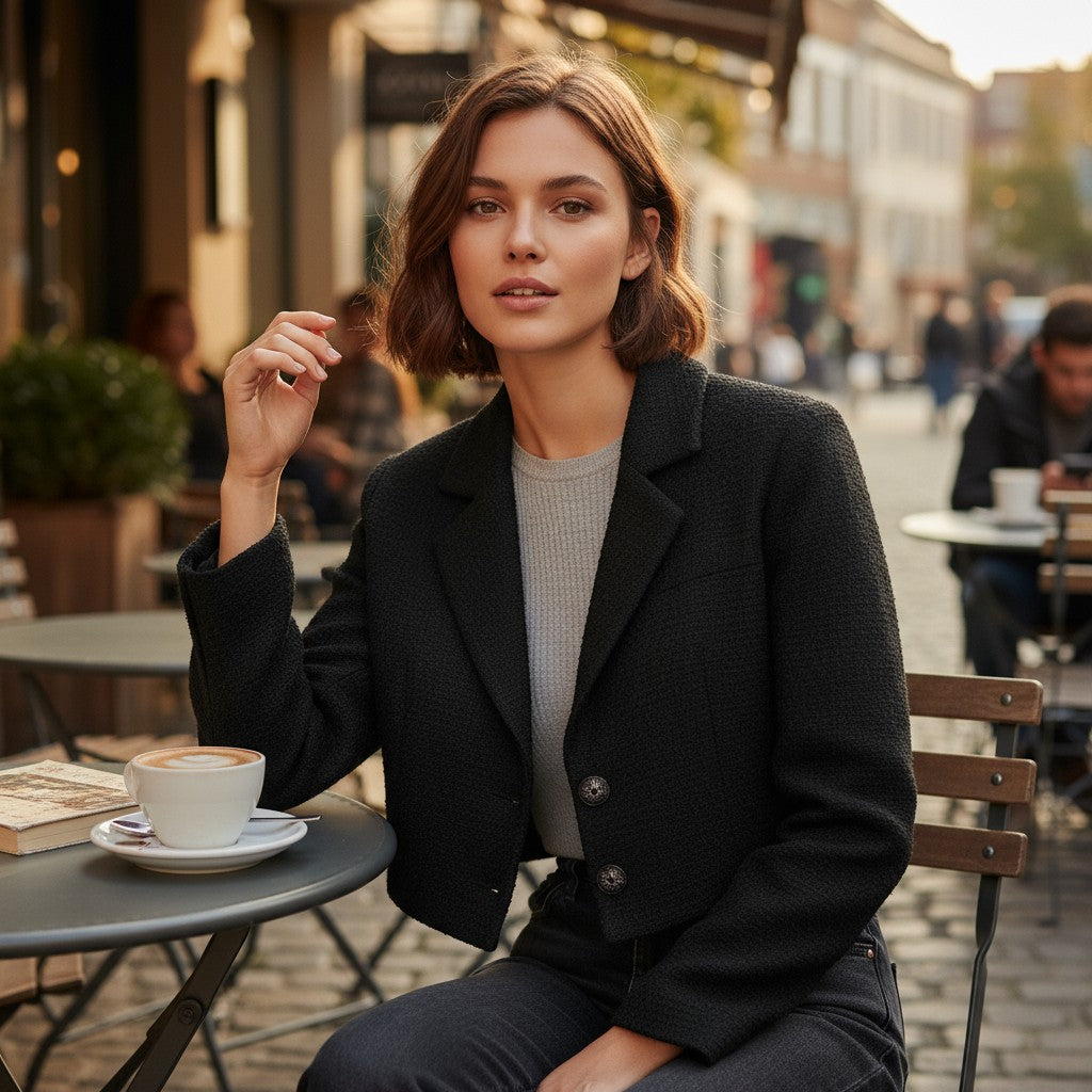 Women’s Solid Color Crop Blazer-Vyana Collective