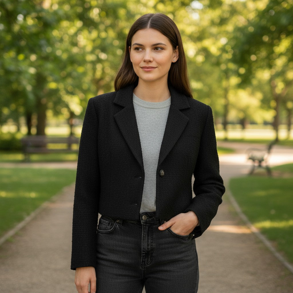 Women’s Solid Color Crop Blazer-Vyana Collective