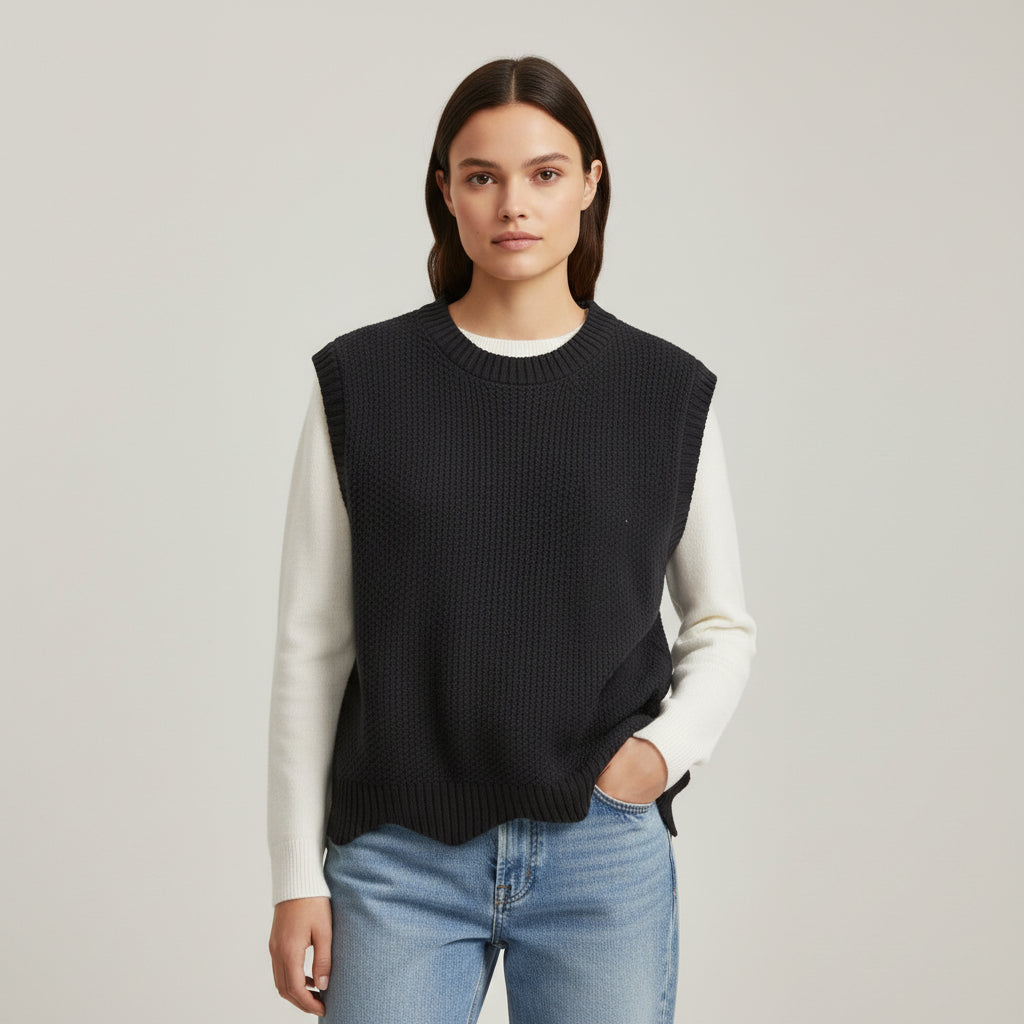 Women’s Solid Color Knit Vest-Vyana Collective