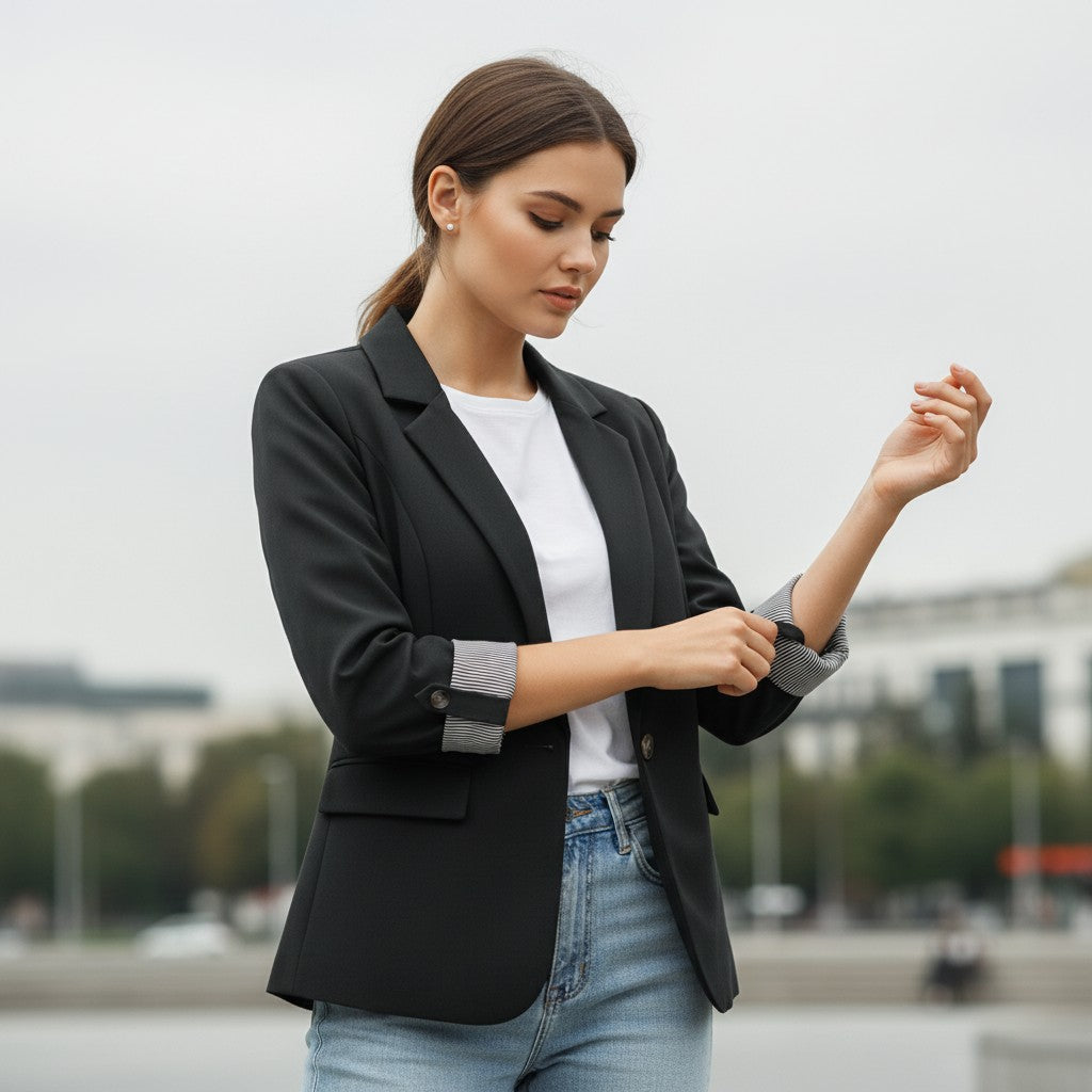 Women’s Tailored 3/4 Sleeve Blazer-Vyana Collective