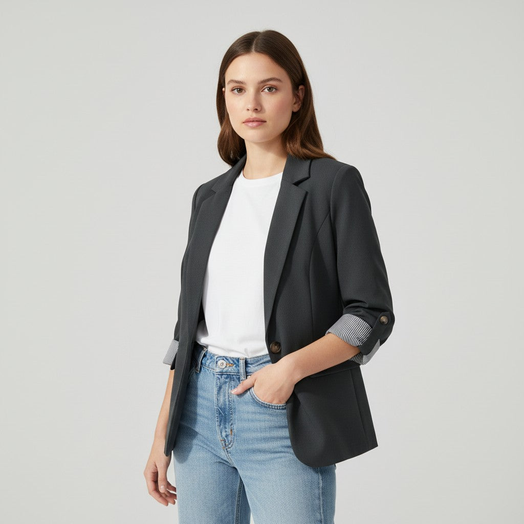Women’s Tailored 3/4 Sleeve Blazer-Vyana Collective