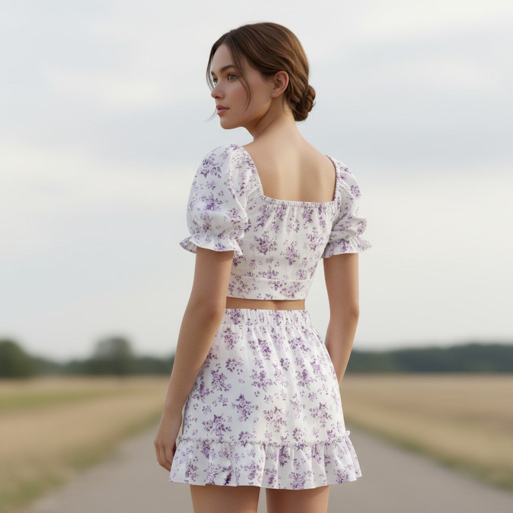 Women's Two-Piece Ditsy Floral Print Set-Vyana Collective