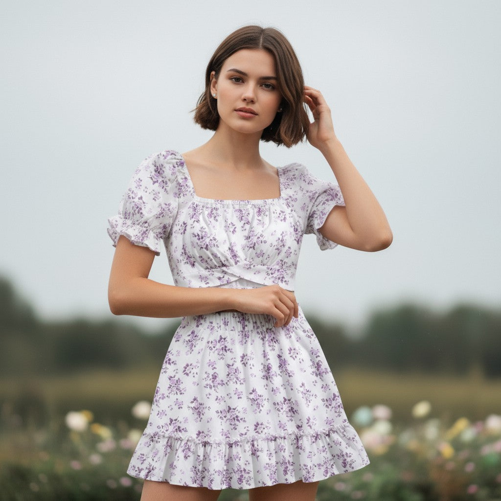 Women's Two-Piece Ditsy Floral Print Set-Vyana Collective
