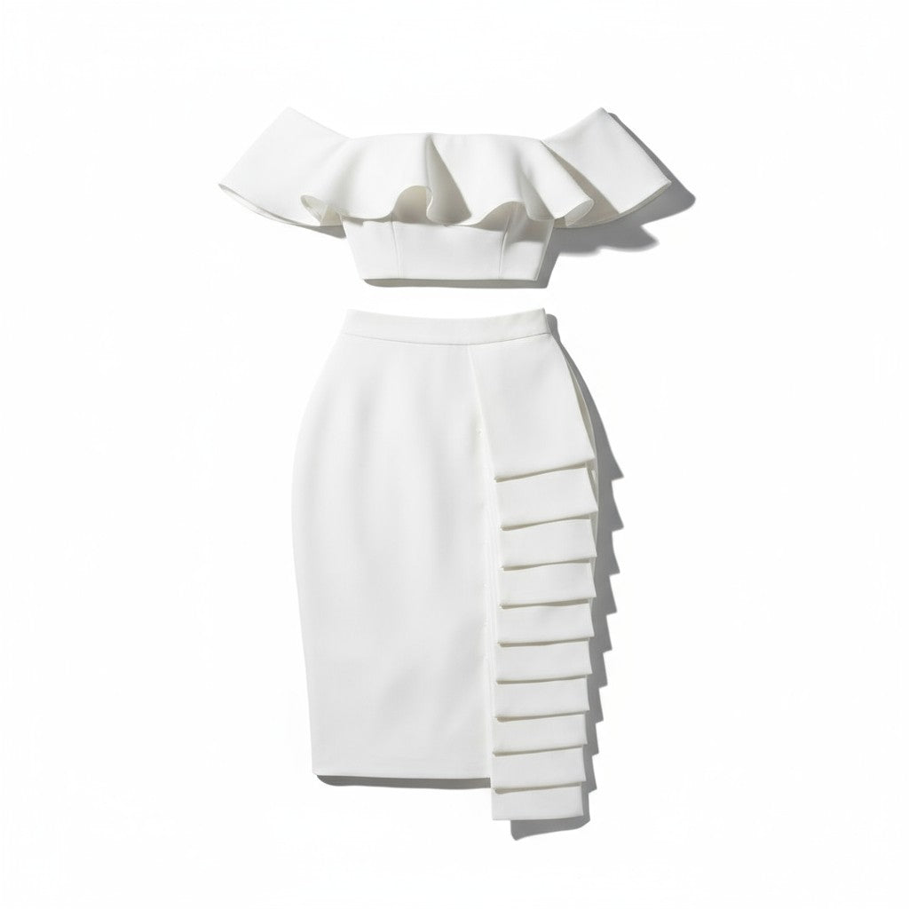 Asymmetric Midi Skirt Two-Piece Set
