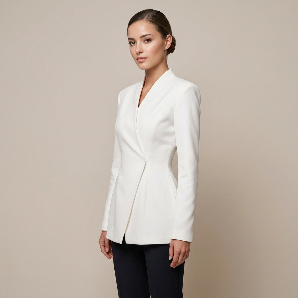 White Tailored Blazer for Meetings Ready and Modern Executive Style Women