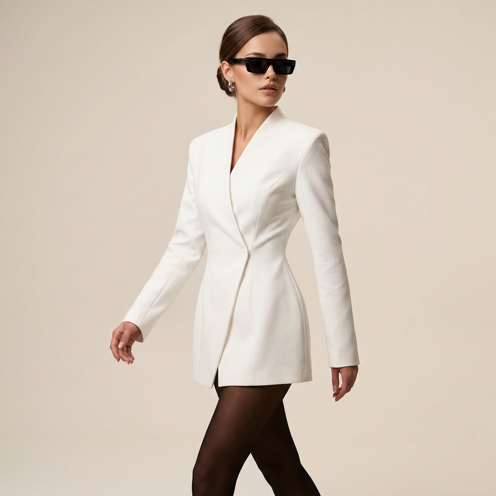 White Tailored Blazer for Meetings Ready and Modern Executive Style Women