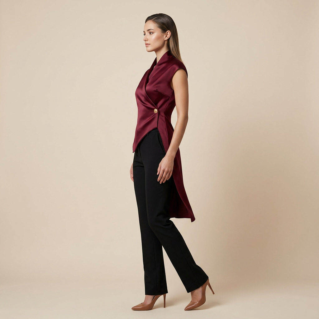 Elegant Cap Sleeve Satin Wrap Blouse for Meetings Ready and Evening Elegance Women