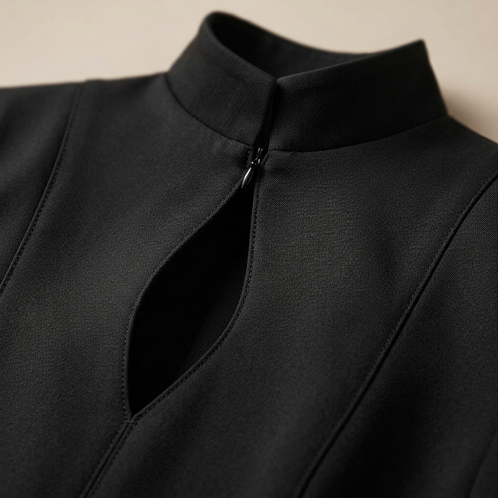 Black Stand Collar Blazer Dress for Friday Night Vibes and Modern Elegance Women