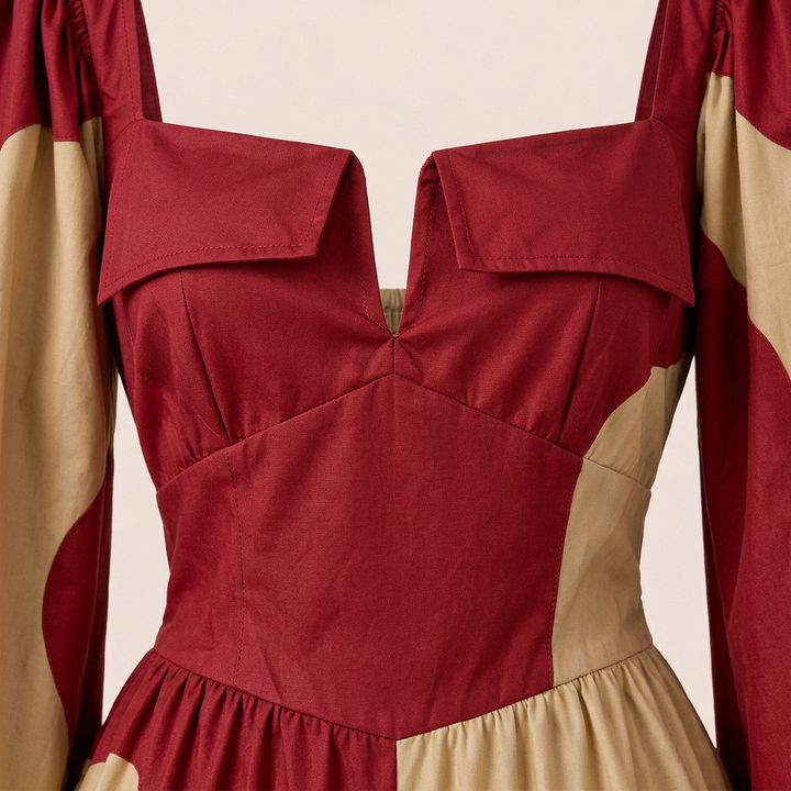 Red Brown Colorblock Jumpsuit for Vacation Ready and Statement Style Women
