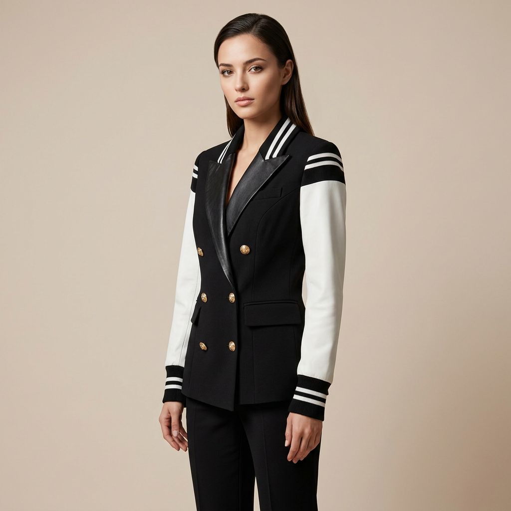 Color Block Double Breasted Blazer for Executive Office Style Women