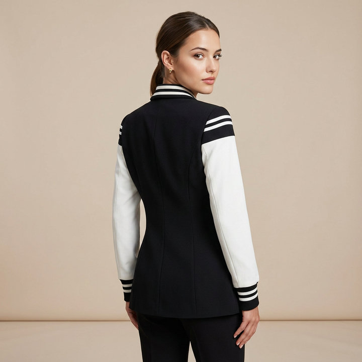 Color Block Double Breasted Blazer for Executive Office Style Women