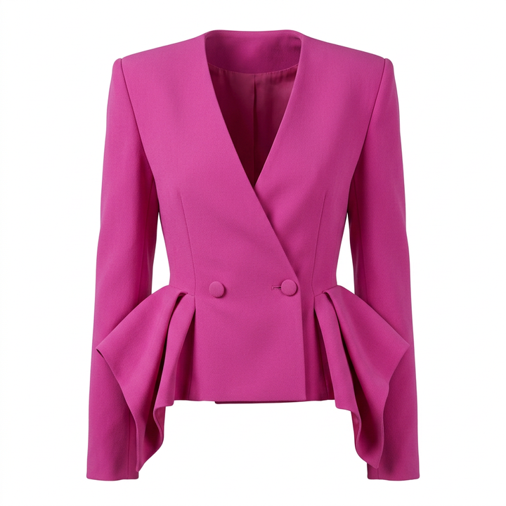 Ruffle Sleeve Tailored Blazer and Slightly Flared Pants Suit Set for Meetings Ready and Statement Elegance Women