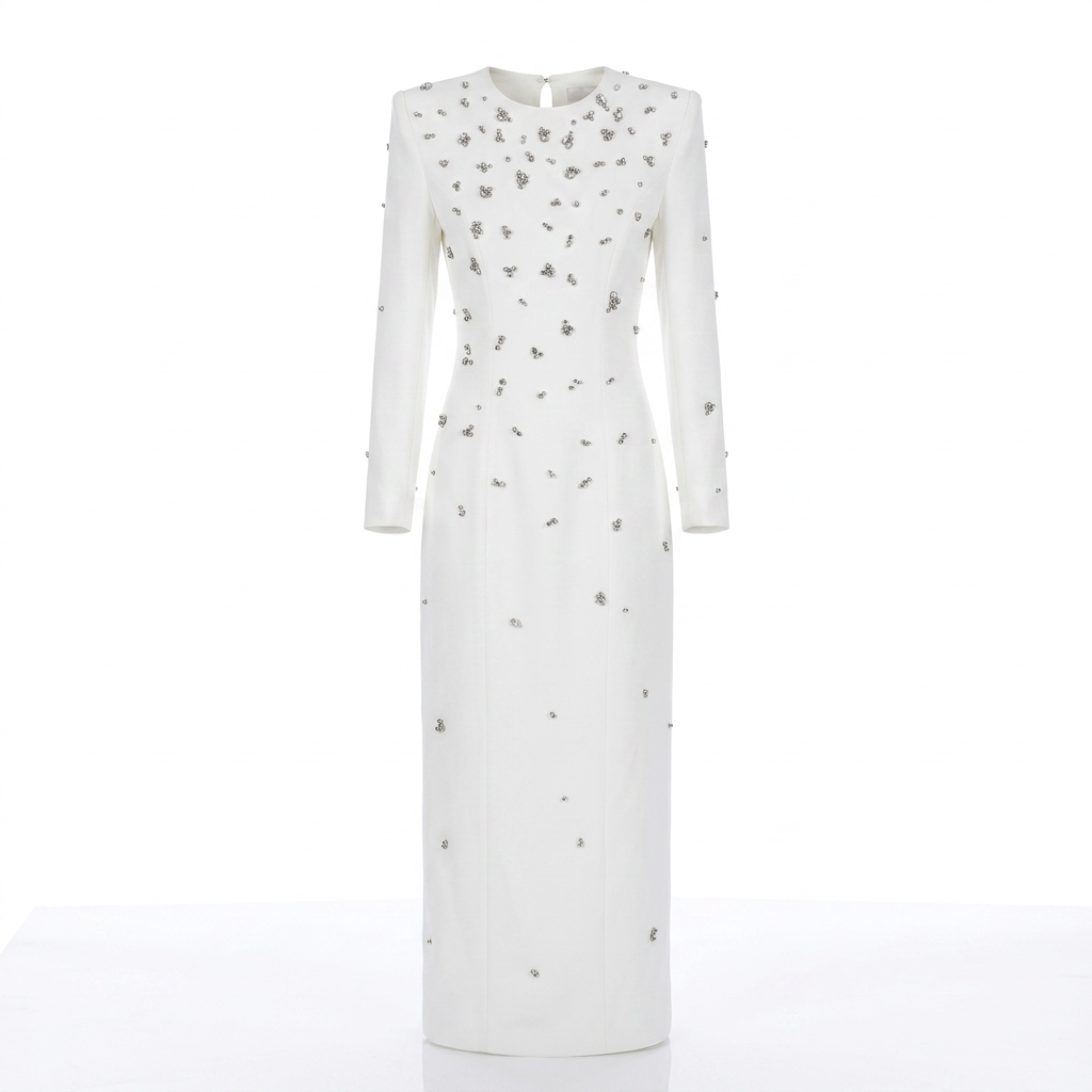Beaded Rhinestone Maxi Gown for Black Tie Elegance and Evening Glamour Women