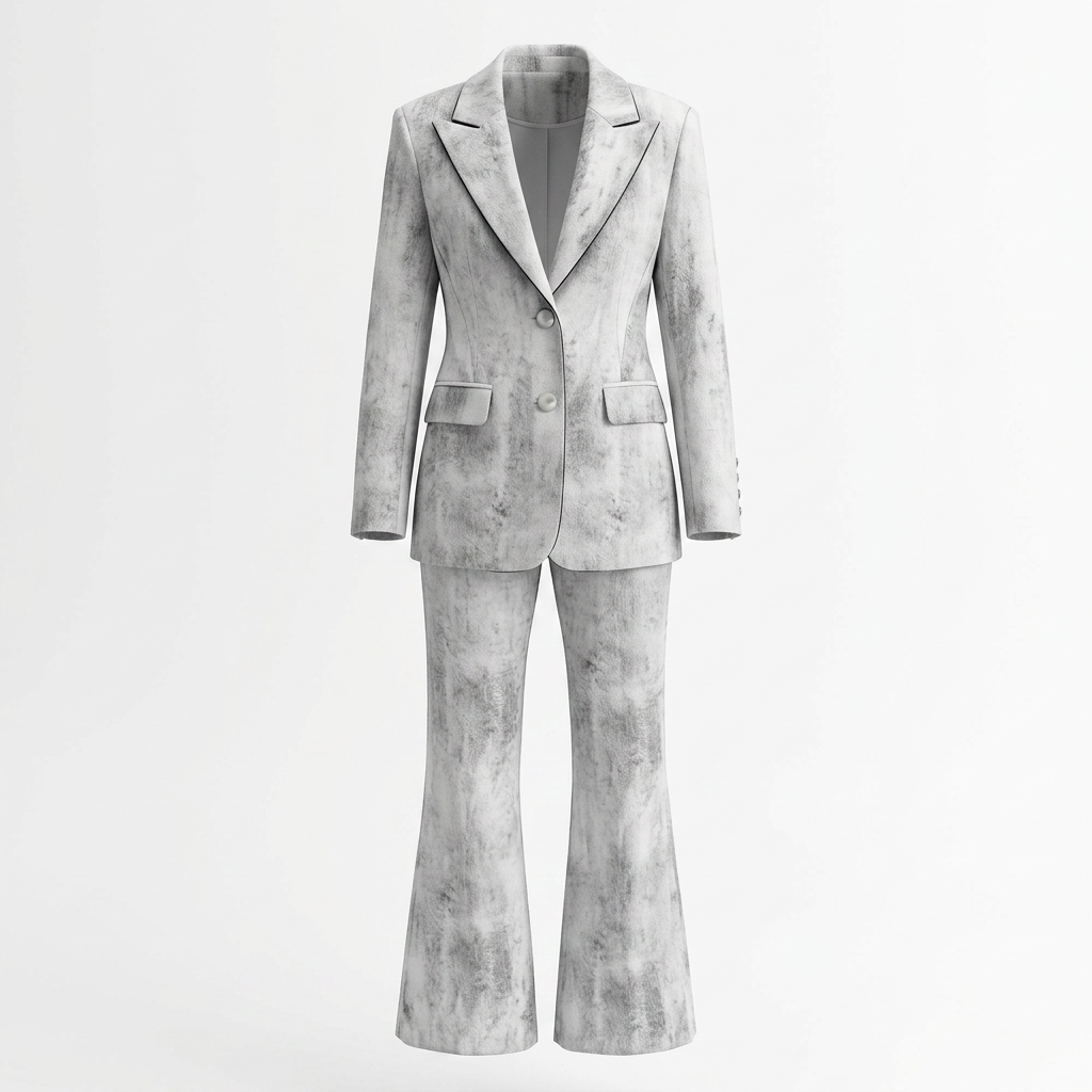 Tie Dye Blazer and Flared Pants Suit Set for Modern Office Style Women