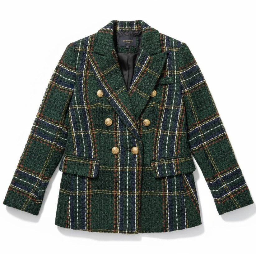 Women's Elegant Checkered Long Sleeve Blazer