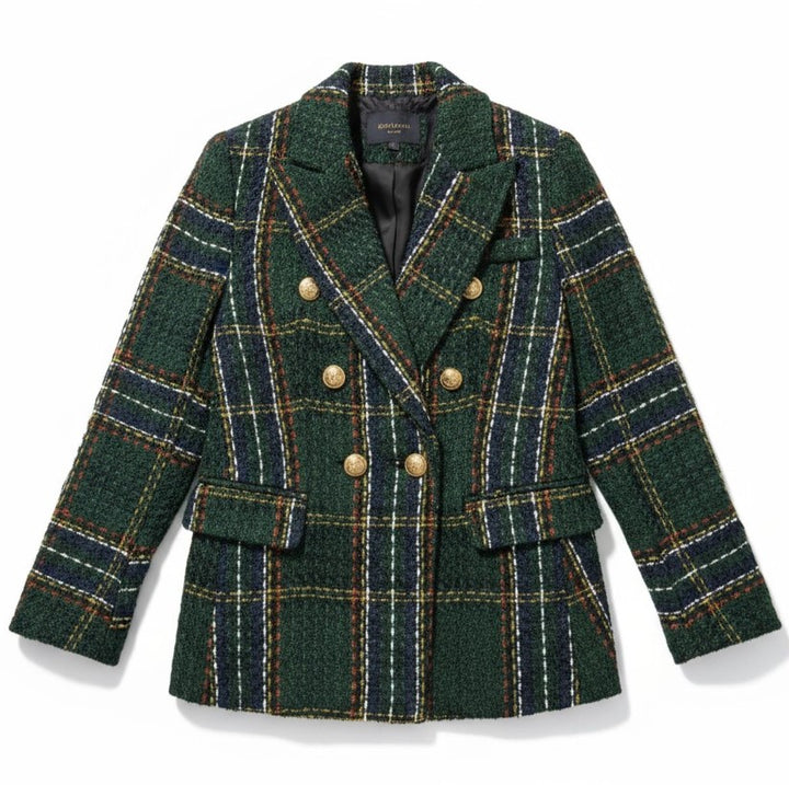 Women's Elegant Checkered Long Sleeve Blazer