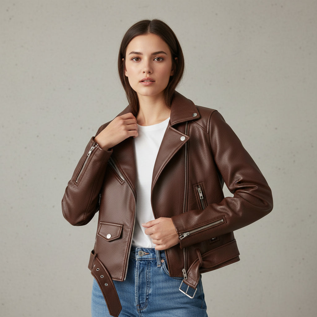 Vyana Collective PU Leather Jacket for Women