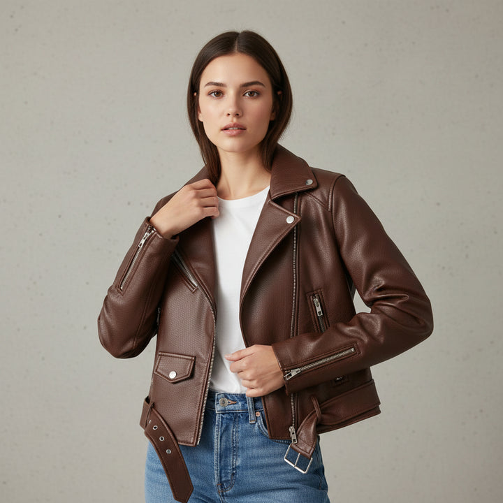 Vyana Collective PU Leather Jacket for Women