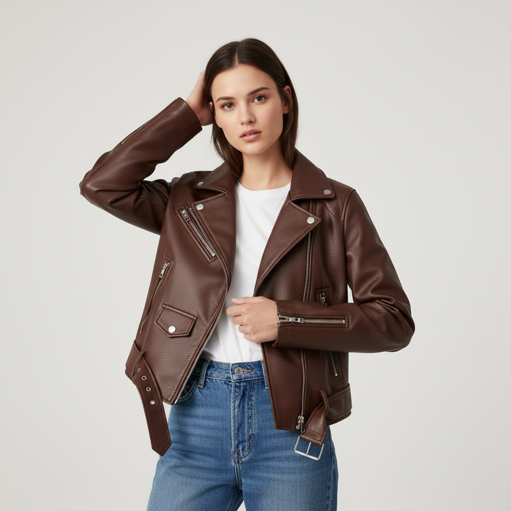 Vyana Collective PU Leather Jacket for Women